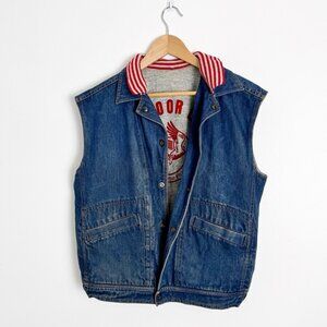 Vintage Fiorucci denim and fleece reversible oversized vest Ourdoor Life size M